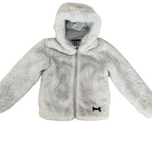 Girl’s Under Armour Light Gray Faux Fur Hooded Jacket